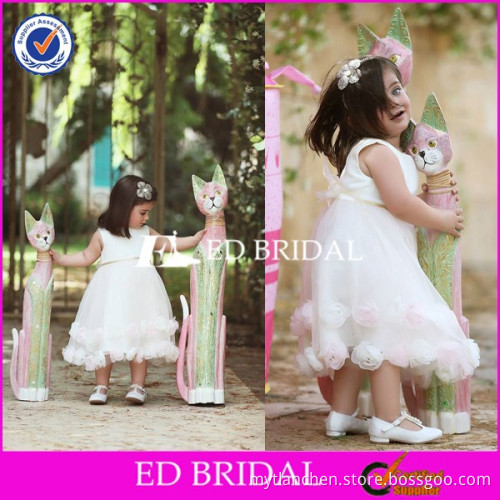 CE1406 Lovely 2016 Satin Top Flower Handmade Skirt White Latest Dress Designs For Flower Girls